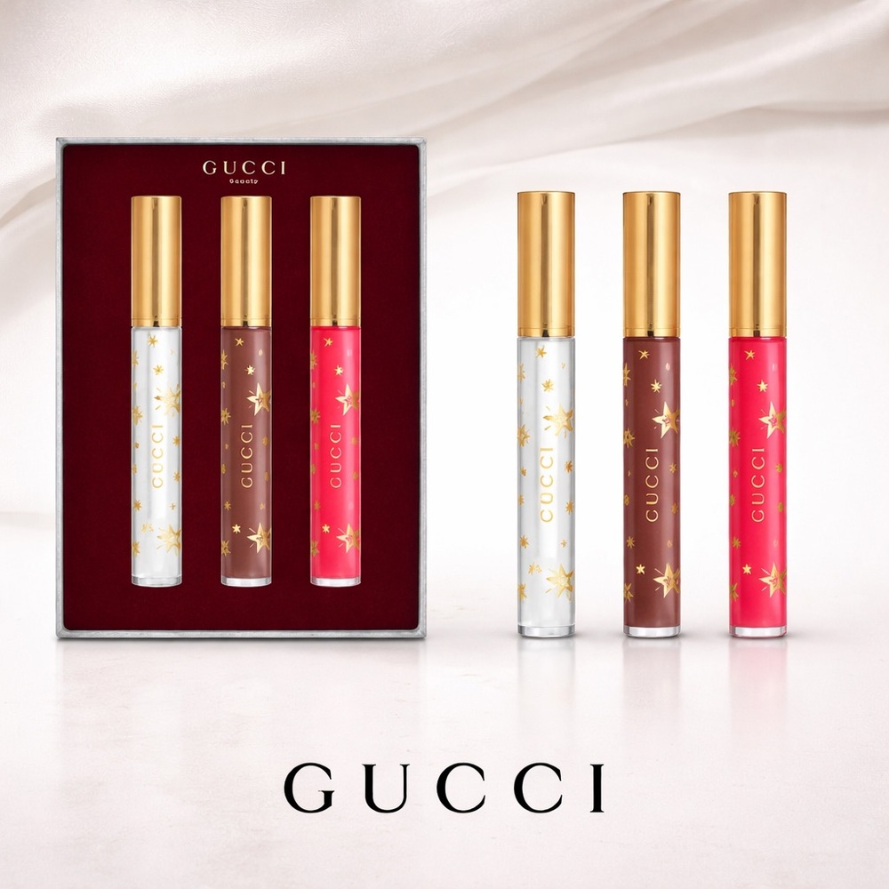 Gucci Plumping Lip Gloss Trio Three Piece Set NIB